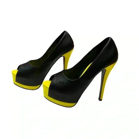 NWOT Wu Ning, Black & Yellow High-Heel Pole Dance Shoes, 39 👠 - Picture 4 of 9